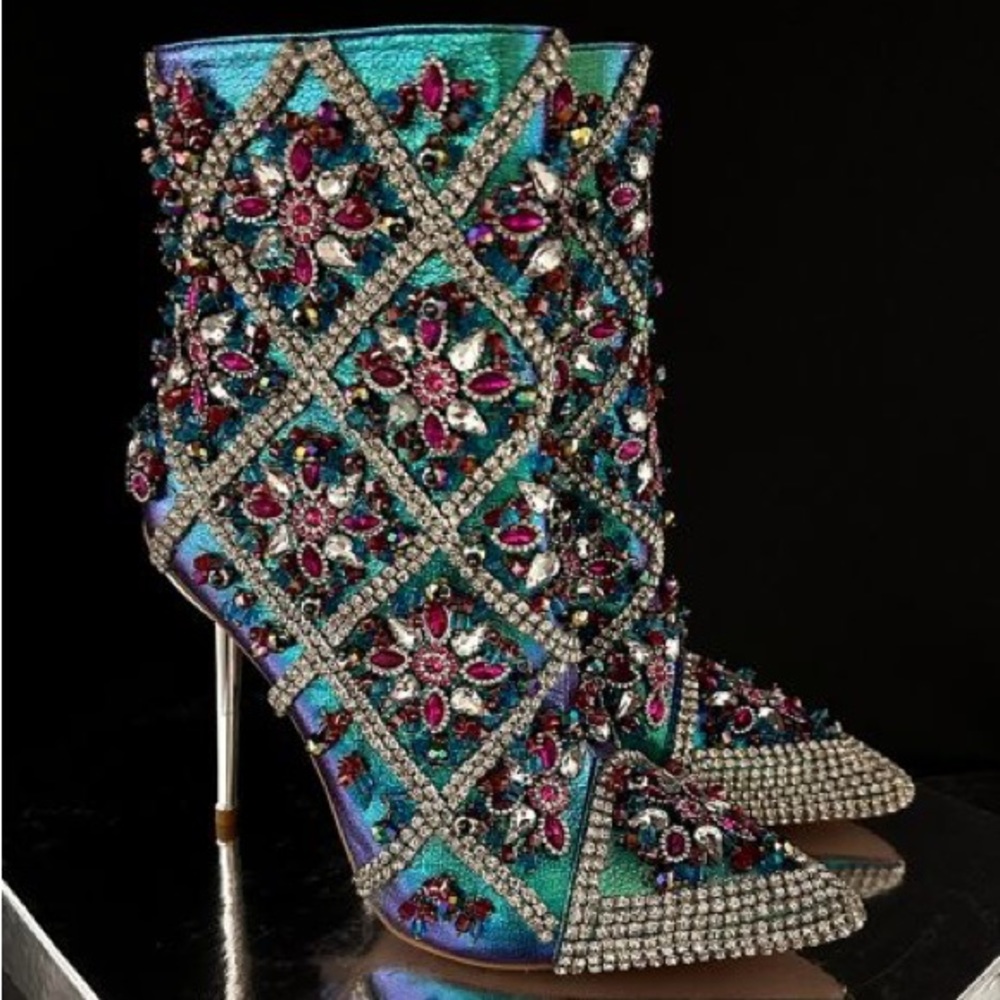 •CRISP• Embellished Gem Multicolor Stiletto Bootie by Azalea Wang - Picture 5 of 5